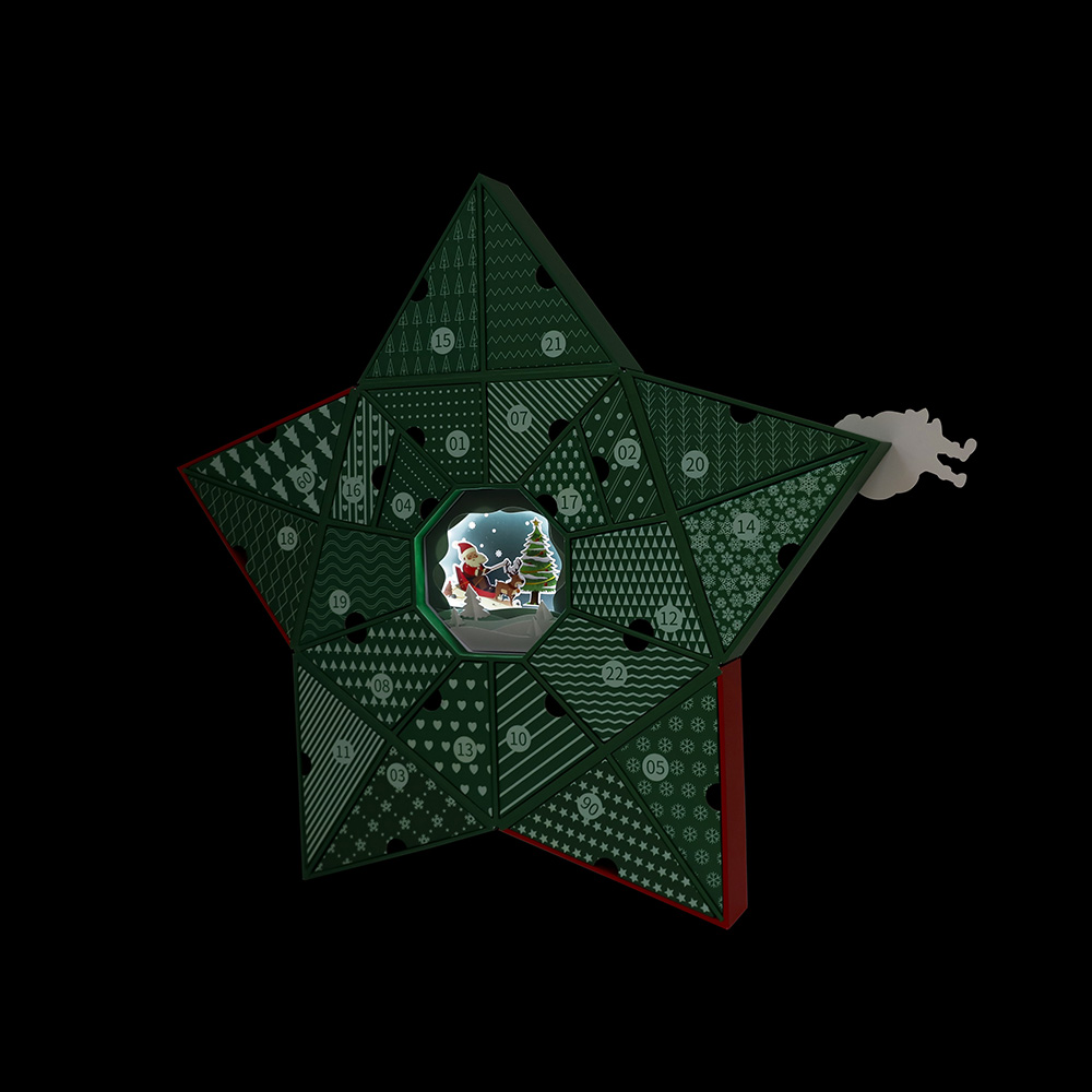 Five-pointed star illuminated advent calendar box (5)