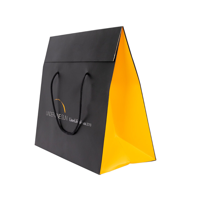 Hot silver black and yellow printing paper bag